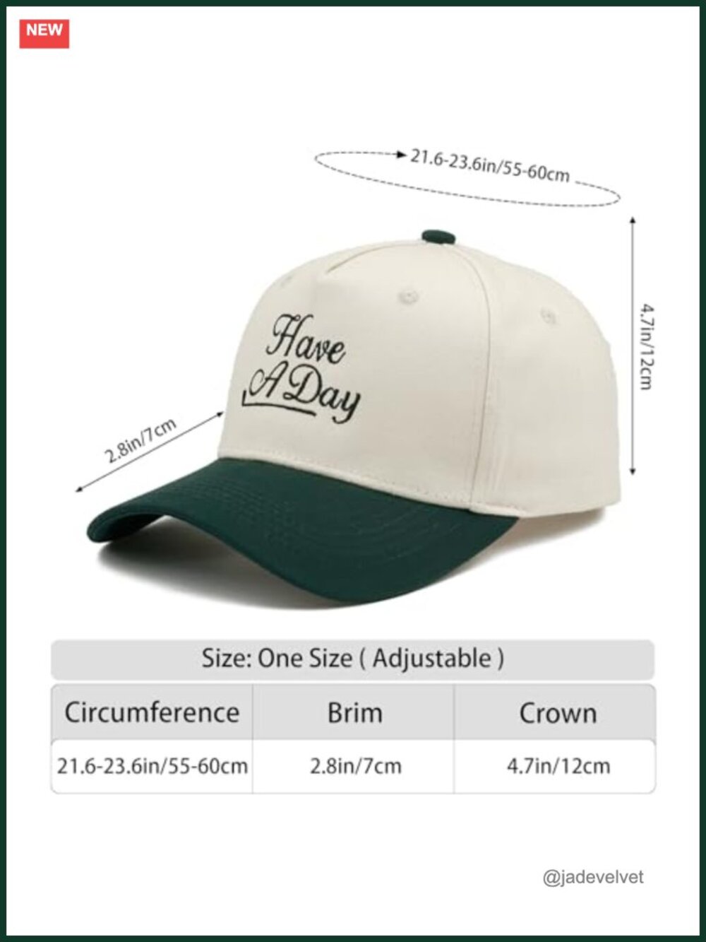 Cotton Baseball Cap with Embroidered Phrase Adjustable Unisex Hat - Picture 3 of 6